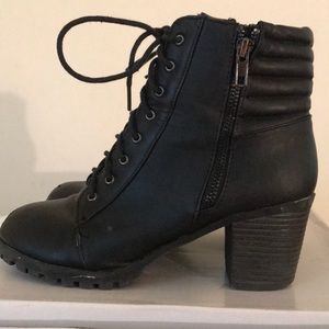 Lace up black booties